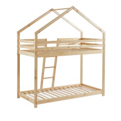 Lit cabane superposé TINY  pin naturel  90x190 sommier inclus