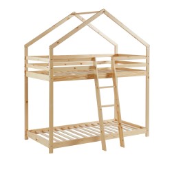 Lit cabane superposé TINY  pin naturel  90x190 sommier inclus