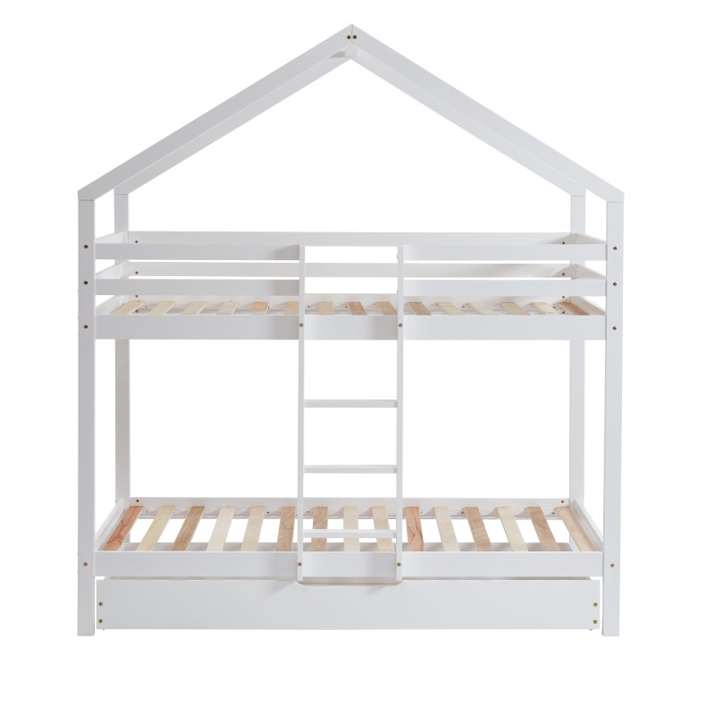 Lit cabane superposé TINY  pin blanc  90x190 sommier inclus