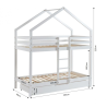 Lit cabane superposé TINY  pin blanc  90x190 sommier inclus