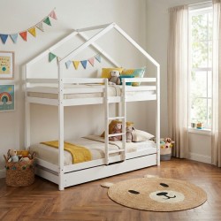 Lit cabane superposé TINY  pin blanc  90x190 sommier inclus