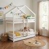 Lit cabane superposé TINY  pin blanc  90x190 sommier inclus