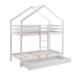 Lit cabane superposé TINY  pin blanc  90x190 sommier inclus