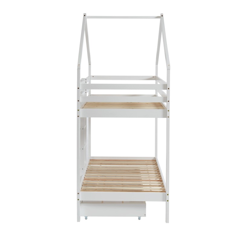 Lit cabane superposé TINY  pin blanc  90x190 sommier inclus