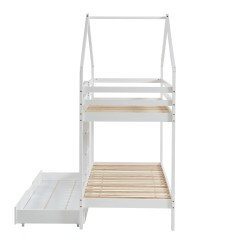 Lit cabane superposé TINY  pin blanc  90x190 sommier inclus
