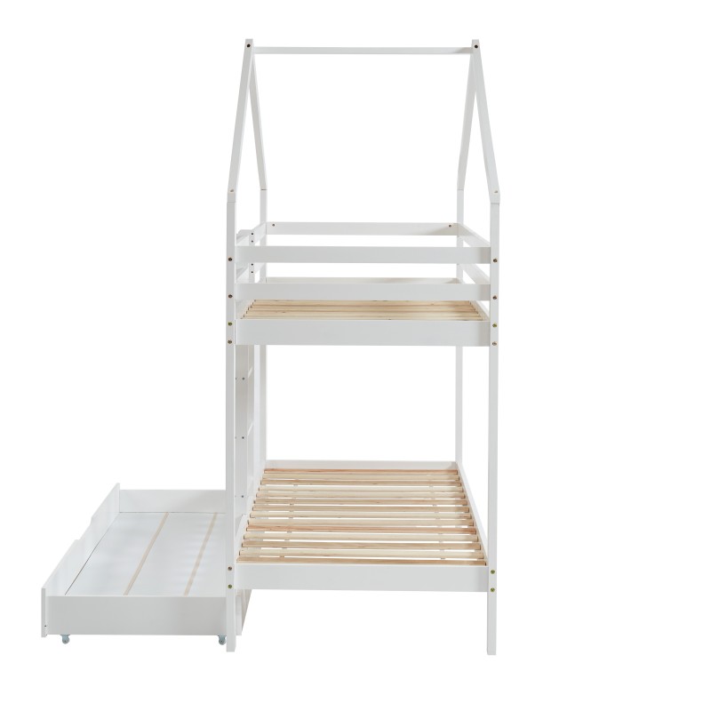 Lit cabane superposé TINY  pin blanc  90x190 sommier inclus