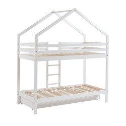 Lit cabane superposé TINY  pin blanc  90x190 sommier inclus