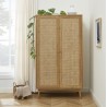 Armoire INES effet chêne et cannage rotin 2 portes 100cm