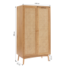 Armoire INES effet chêne et cannage rotin 2 portes 100cm