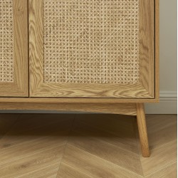 Armoire INES effet chêne et cannage rotin 2 portes 100cm