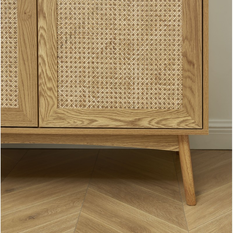 Armoire INES effet chêne et cannage rotin 2 portes 100cm