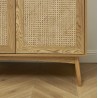 Armoire INES effet chêne et cannage rotin 2 portes 100cm