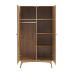 Armoire INES effet chêne et cannage rotin 2 portes 100cm