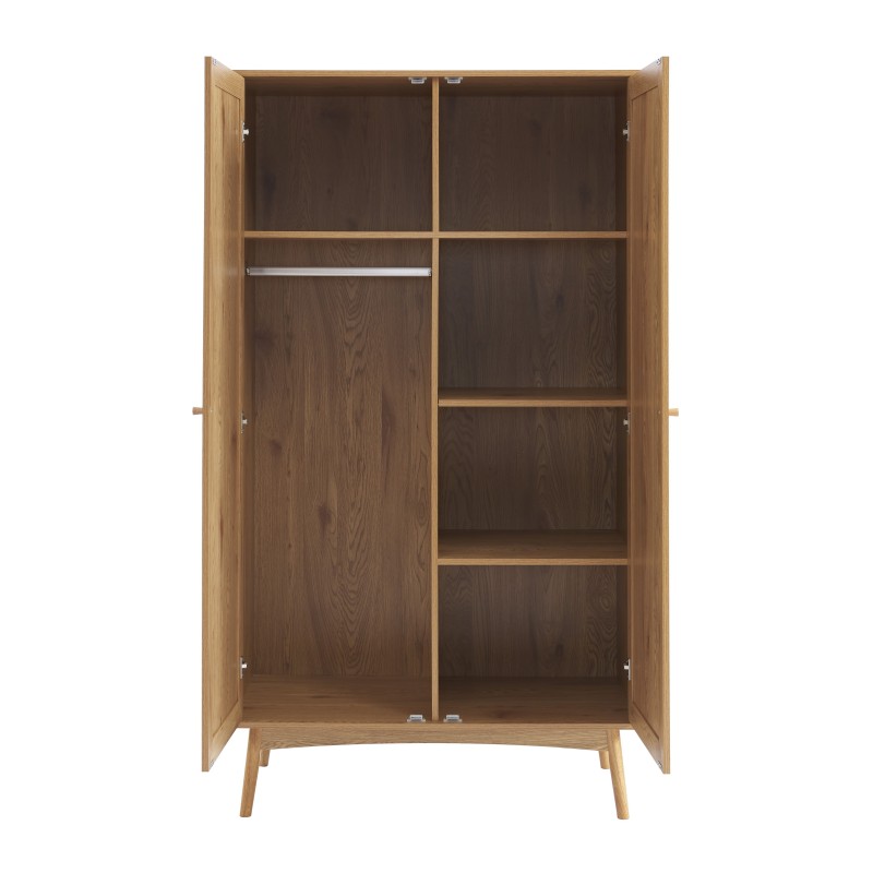 Armoire INES effet chêne et cannage rotin 2 portes 100cm