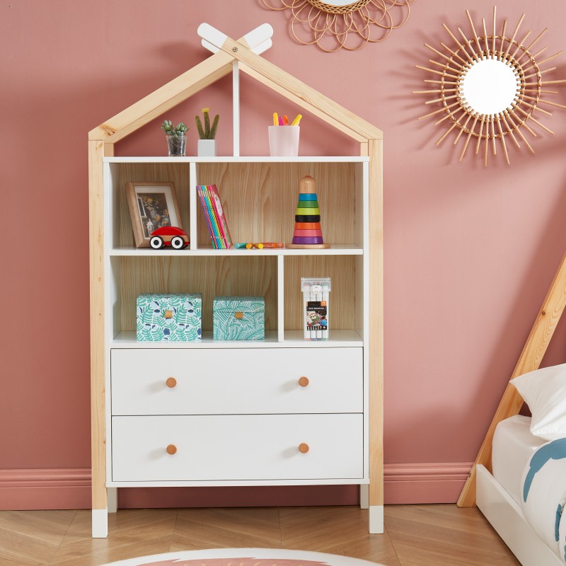 Commode TIPI blanc 2 tiroirs 80cm