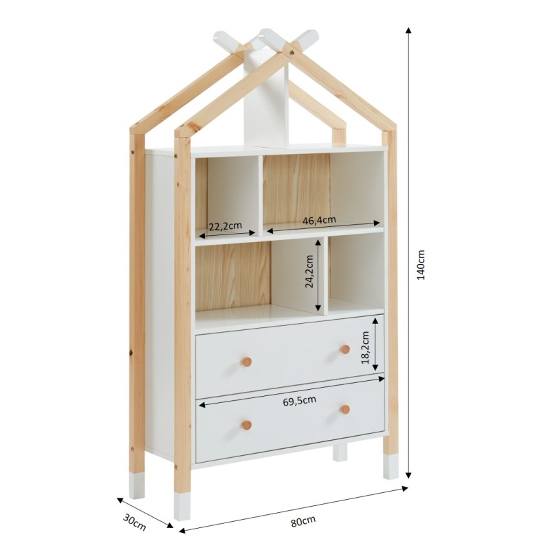 Commode TIPI blanc 2 tiroirs 80cm