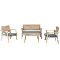 Salon de jardin MATA en bois d'acacia 4 places vert anglais