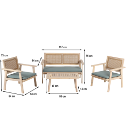 Salon de jardin MATA en bois d'acacia 4 places vert anglais