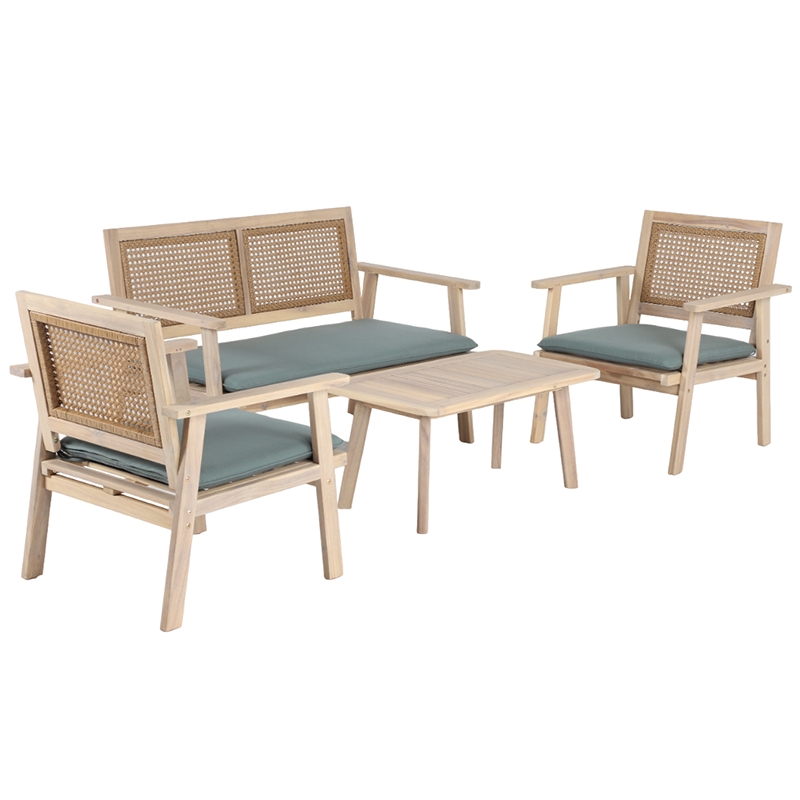 Salon de jardin MATA en bois d'acacia 4 places vert anglais