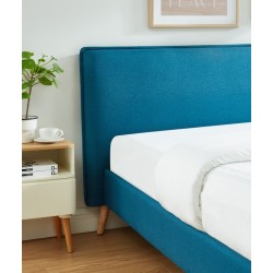 Lit Double GUSTAVE Tissu Bleu canard 140x190cm