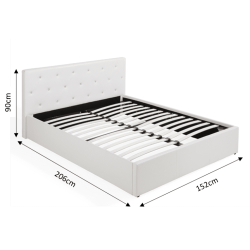 Lit coffre BAHIA simili blanc 140x190 sommier inclus