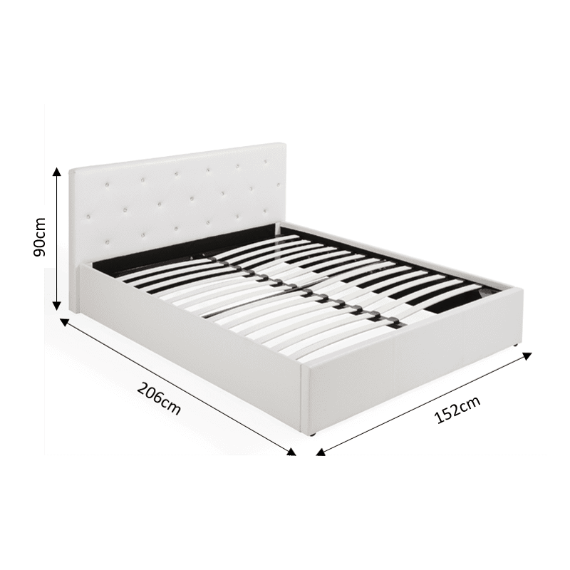 Lit coffre BAHIA simili blanc 140x190 sommier inclus