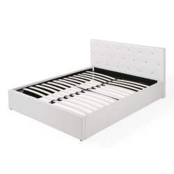 Lit coffre BAHIA simili blanc 140x190 sommier inclus