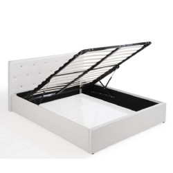 Lit coffre BAHIA simili blanc 140x190 sommier inclus