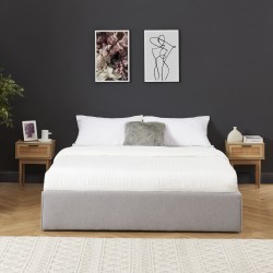 Lit coffre SAKURA tissu gris chiné 140x190 sommier inclus