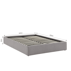 Lit coffre SAKURA tissu gris chiné 140x190 sommier inclus