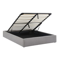 Lit coffre SAKURA tissu gris chiné 140x190 sommier inclus