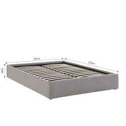 Lit coffre SAKURA tissu gris chiné 160x200 sommier inclus