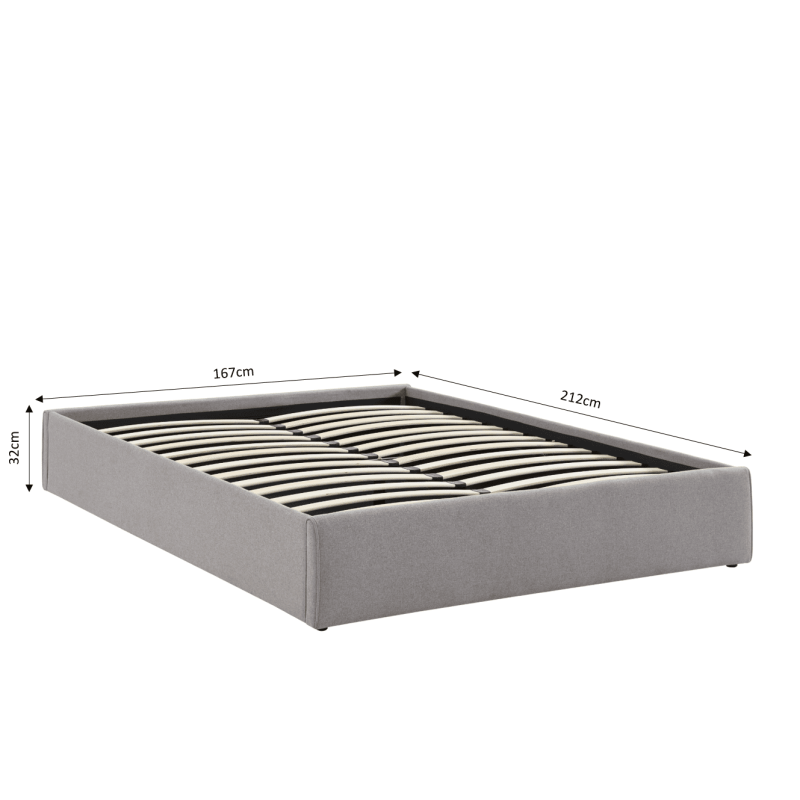 Lit coffre SAKURA tissu gris chiné 160x200 sommier inclus