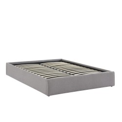 Lit coffre SAKURA tissu gris chiné 160x200 sommier inclus