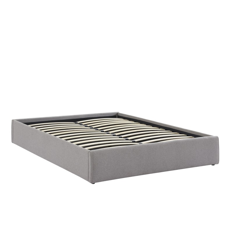 Lit coffre SAKURA tissu gris chiné 160x200 sommier inclus