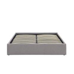 Lit coffre SAKURA tissu gris chiné 160x200 sommier inclus