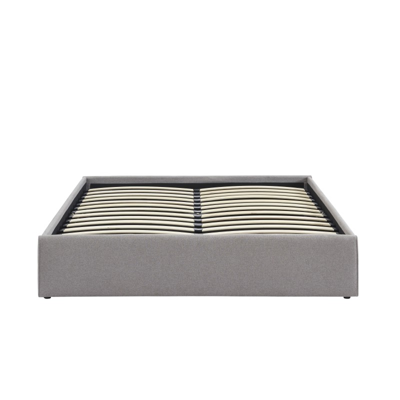 Lit coffre SAKURA tissu gris chiné 160x200 sommier inclus