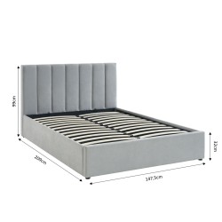 Lit coffre MARIUS tissu gris 140x190 cm