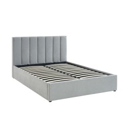 Lit coffre MARIUS tissu gris 140x190 cm