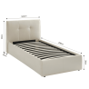 Lit coffre SEGURO velours beige crème 90x190 sommier inclus