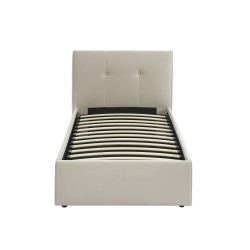 Lit coffre SEGURO velours beige crème 90x190 sommier inclus