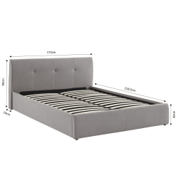 Lit coffre SEGURO tissu gris chiné 160x200 sommier inclus