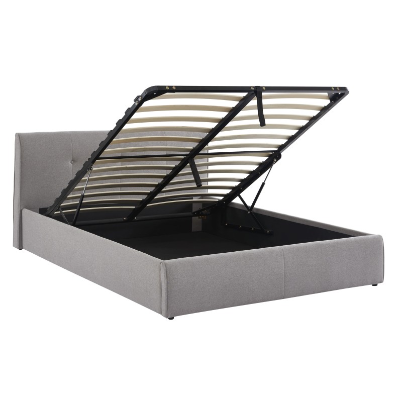 Lit coffre SEGURO tissu gris chiné 160x200 sommier inclus