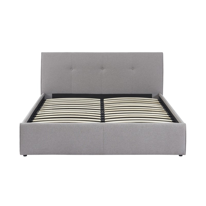 Lit coffre SEGURO tissu gris chiné 160x200 sommier inclus