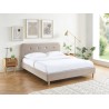 Lit double KNUT velours beige sable 160x200 sommier inclus