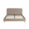 Lit double KNUT velours beige sable 160x200 sommier inclus