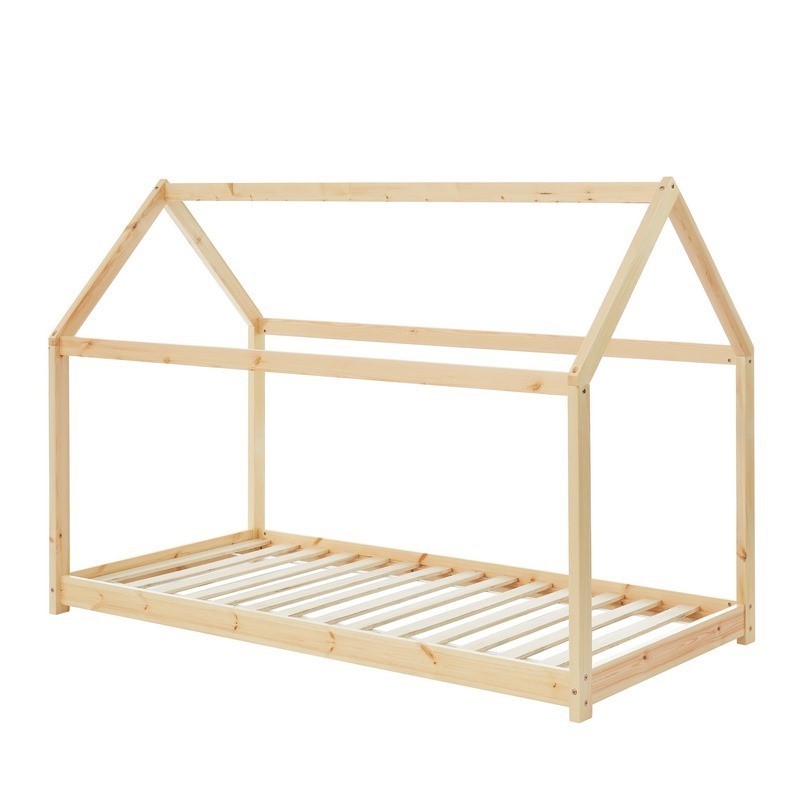 Lit enfant cabane TINY  pin naturel  90x200 sommier inclus
