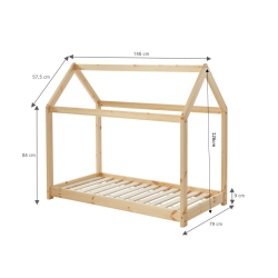 Lit enfant cabane TINY  pin naturel sommier inclus 70x140