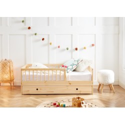 Lit enfant LOU avec tiroir  pin massif  70x140 sommier inclus