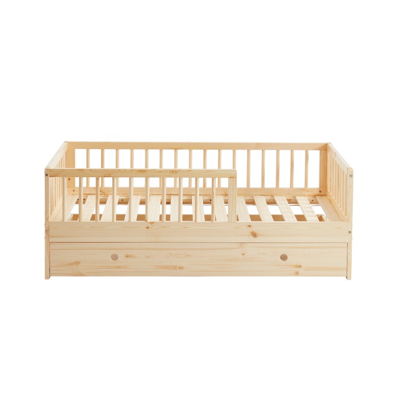 Lit enfant LOU avec tiroir  pin massif  70x140 sommier inclus